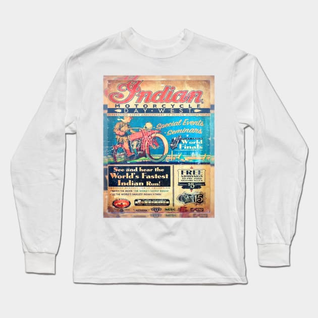 Old Indian Motorcycles Poster Long Sleeve T-Shirt by JonDelorme